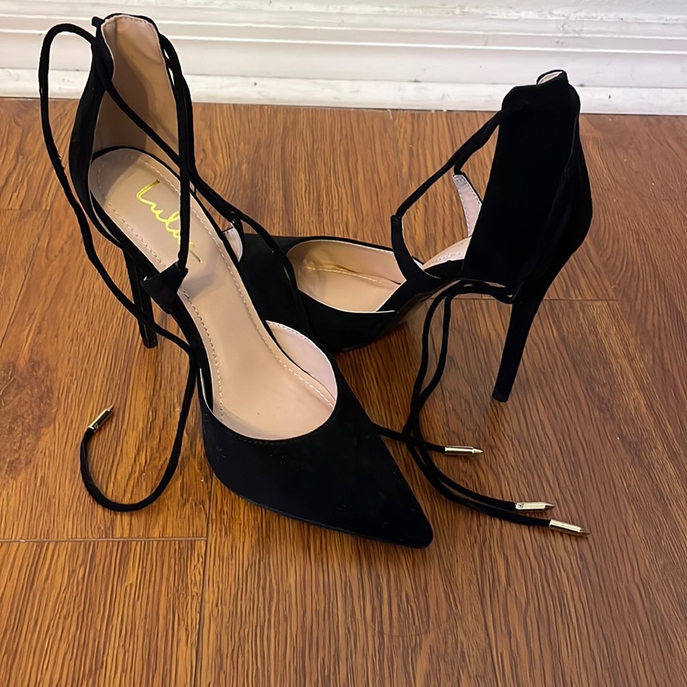 Lulus suede lace up heels